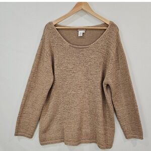 Coldwater Creek Womens Plus 3X Knit Pullover Sweater Long Sleeve Casual Neutral